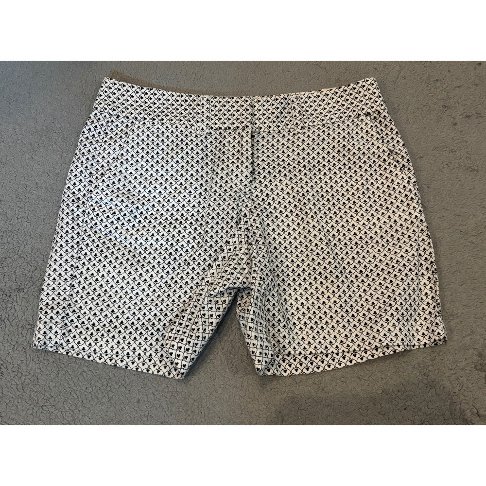 Ann Taylor LOFT Shorts Womens 0 White Black Clover Print Linen Cotton 6 Inseam